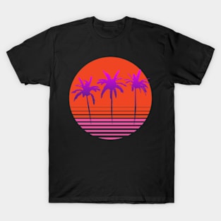 Retrowave Sun Palm Trees Art T-Shirt